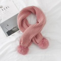 Reine Farbe Winter warme Halstuch mit Kunstpelz Pom Poms Wollgarn gestrickt Schal